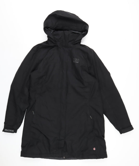 Helly Hansen Mens Black Rain Coat Coat Size L Zip