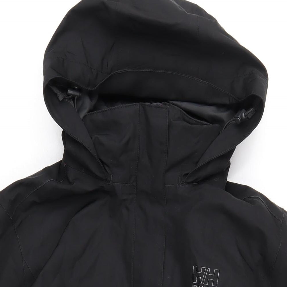 Helly Hansen Mens Black Rain Coat Coat Size L Zip