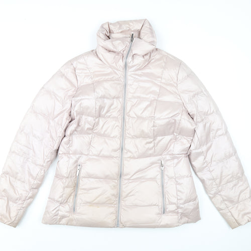 Lands' End Womens Pink Puffer Jacket Coat Size 14 Zip