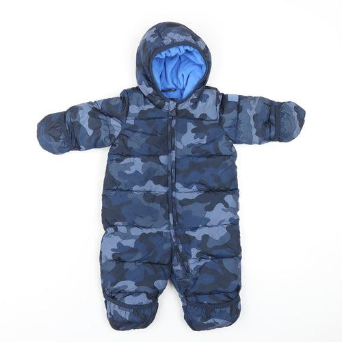 Gap Boys Blue Camouflage Puffer Jacket Snowsuit Size 3-6 Months Zip