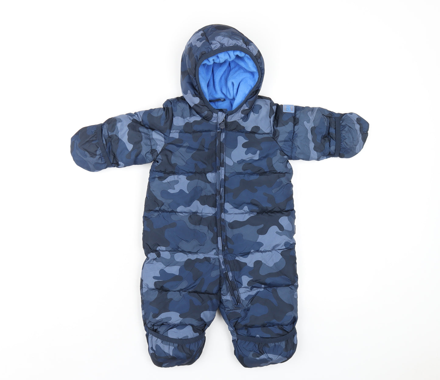 Gap Boys Blue Camouflage Puffer Jacket Snowsuit Size 3-6 Months Zip