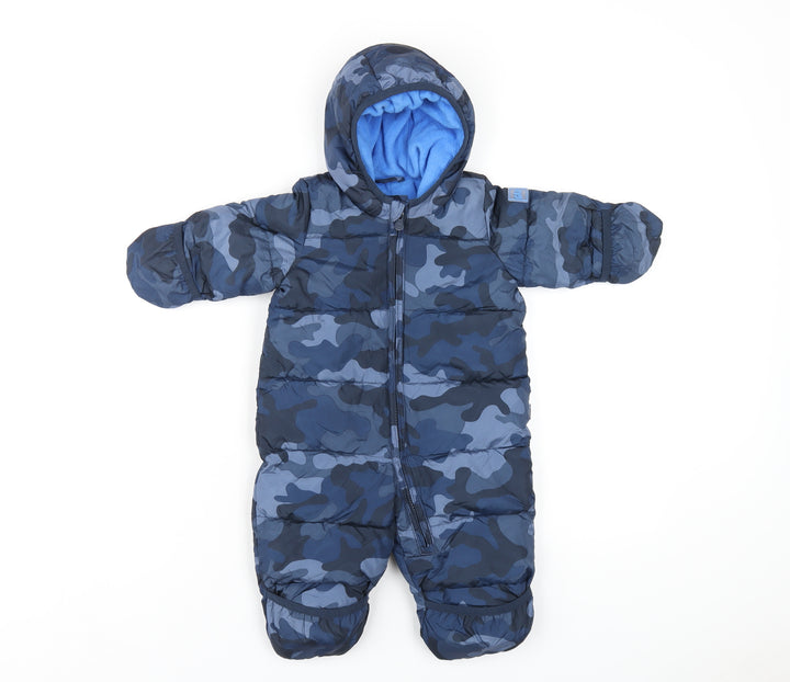 Gap Boys Blue Camouflage Puffer Jacket Snowsuit Size 3-6 Months Zip