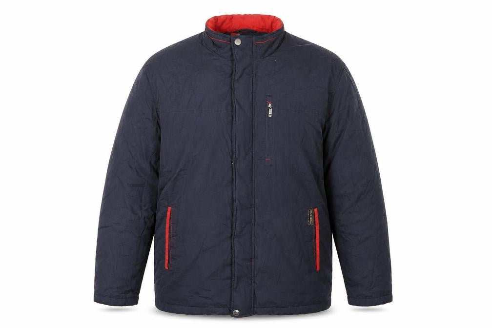 Front view of Bosideng men’s blue jacket coat, size M, zip