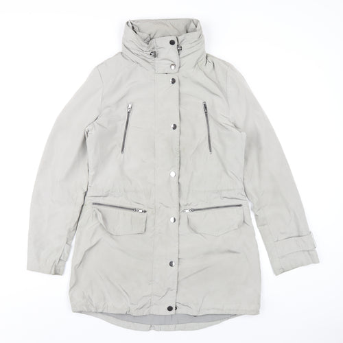 Monsoon Womens Grey Rain Coat Coat Size 8 Zip