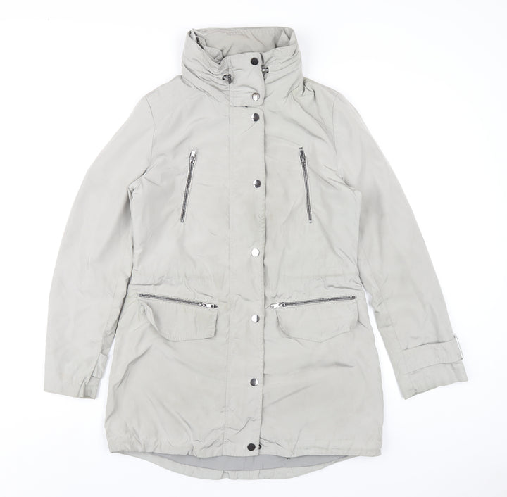 Monsoon Womens Grey Rain Coat Coat Size 8 Zip
