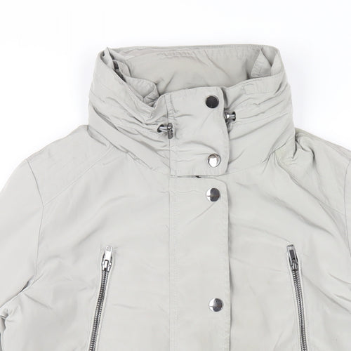 Monsoon Womens Grey Rain Coat Coat Size 8 Zip