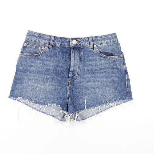 ASOS Womens Blue Cotton Cut-Off Shorts Size 12 Regular Zip