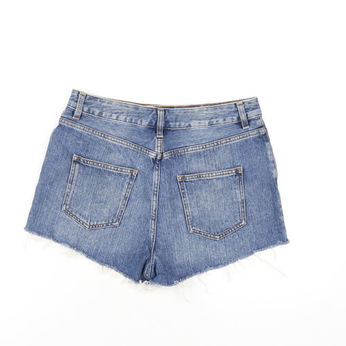 ASOS Womens Blue Cotton Cut-Off Shorts Size 12 Regular Zip