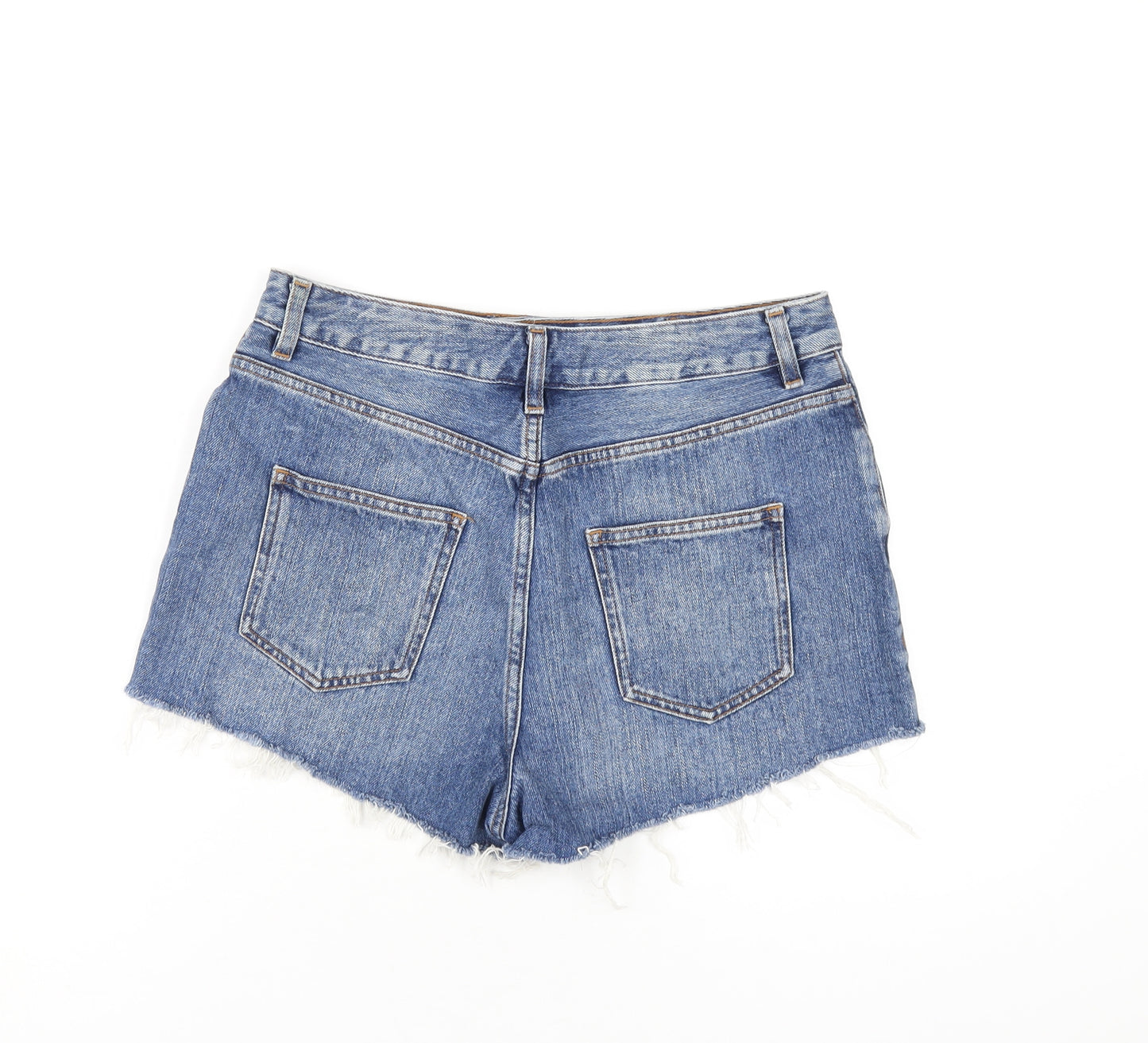 ASOS Womens Blue Cotton Cut-Off Shorts Size 12 Regular Zip