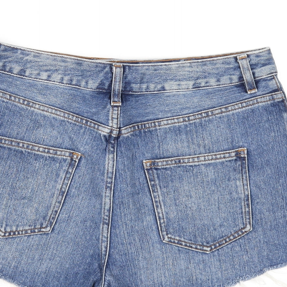 ASOS Womens Blue Cotton Cut-Off Shorts Size 12 Regular Zip