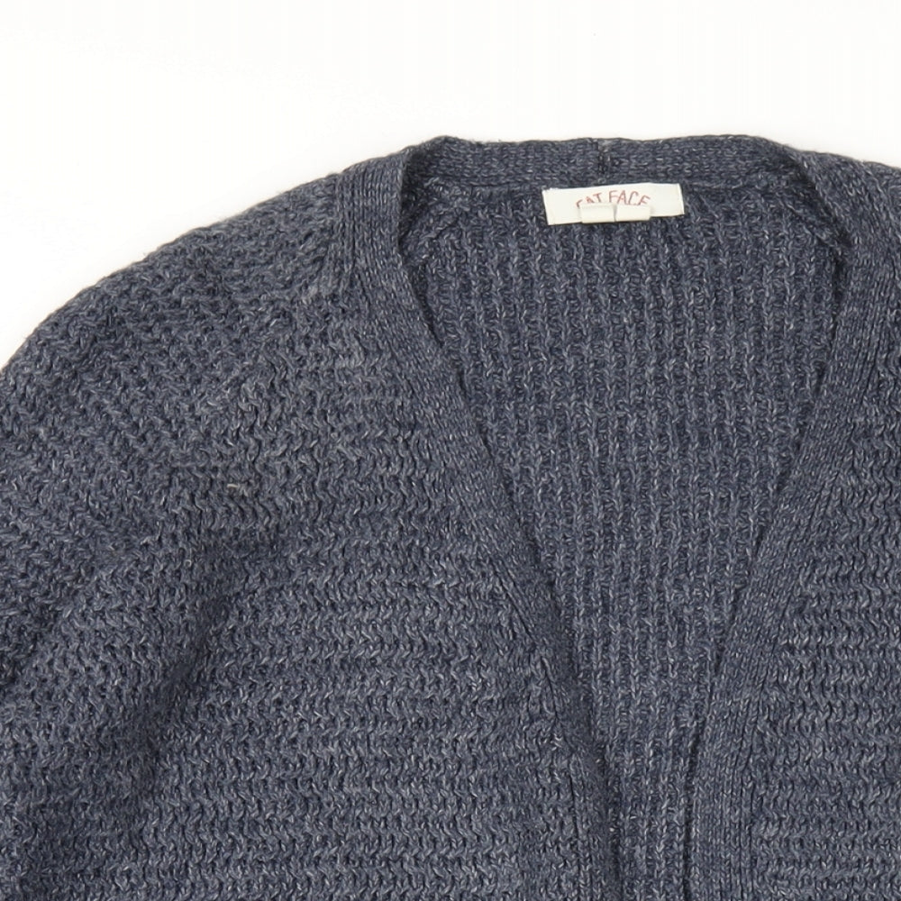 Fat Face Womens Blue V-Neck Acrylic Cardigan Jumper Size 8