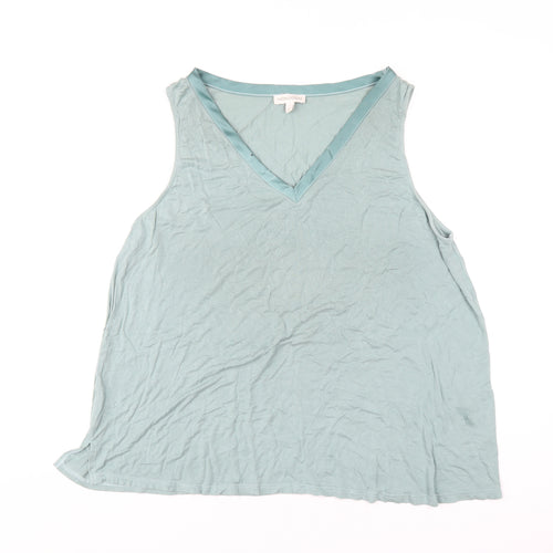 Monsoon Womens Green Viscose Basic Tank Size L V-Neck