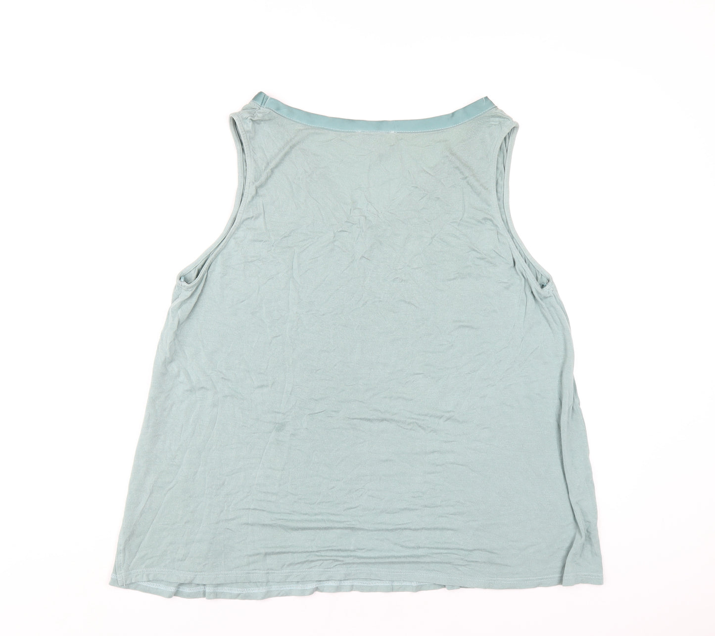 Monsoon Womens Green Viscose Basic Tank Size L V-Neck