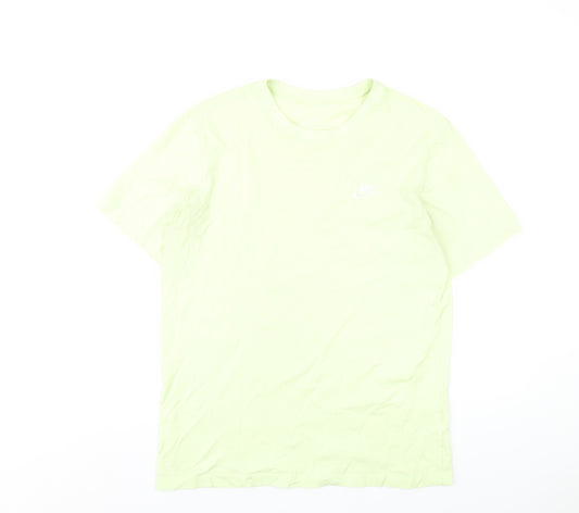 Nike Mens Green Cotton T-Shirt Size M Round Neck