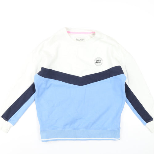 Jack Wills Womens Blue Cotton Pullover Sweatshirt Size 8 Pullover