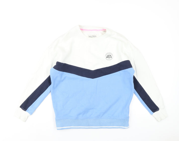 Jack Wills Womens Blue Cotton Pullover Sweatshirt Size 8 Pullover