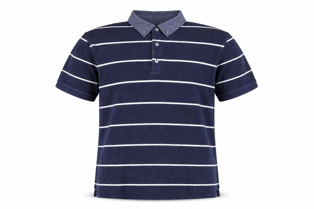 Paul Costelloe Mens Blue Striped Cotton Polo Size XL Collared Button