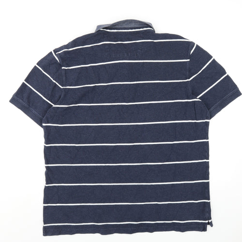 Paul Costelloe Mens Blue Striped Cotton Polo Size XL Collared Button