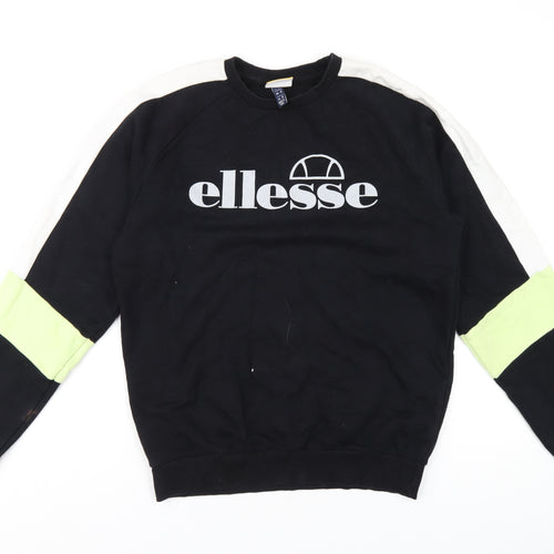 ellesse Womens Black Cotton Pullover Sweatshirt Size 8 Pullover