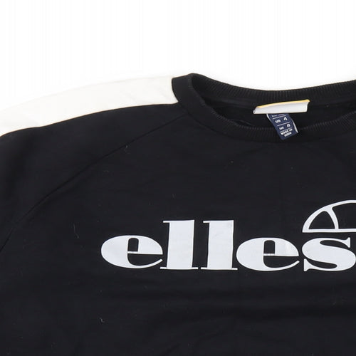 ellesse Womens Black Cotton Pullover Sweatshirt Size 8 Pullover