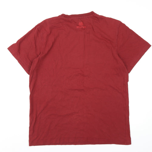 Sherpa Mens Red Cotton T-Shirt Size L Round Neck