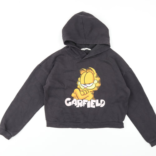 H&M Girls Grey Cotton Pullover Hoodie Size 14 Years Pullover - Garfield
