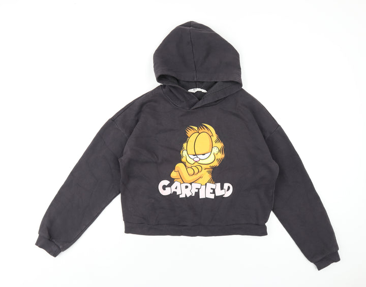 H&M Girls Grey Cotton Pullover Hoodie Size 14 Years Pullover - Garfield