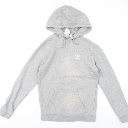 adidas Womens Grey Cotton Pullover Hoodie Size XS Pullover