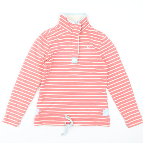 Joules Womens Pink Striped Cotton Pullover Sweatshirt Size 8 Button