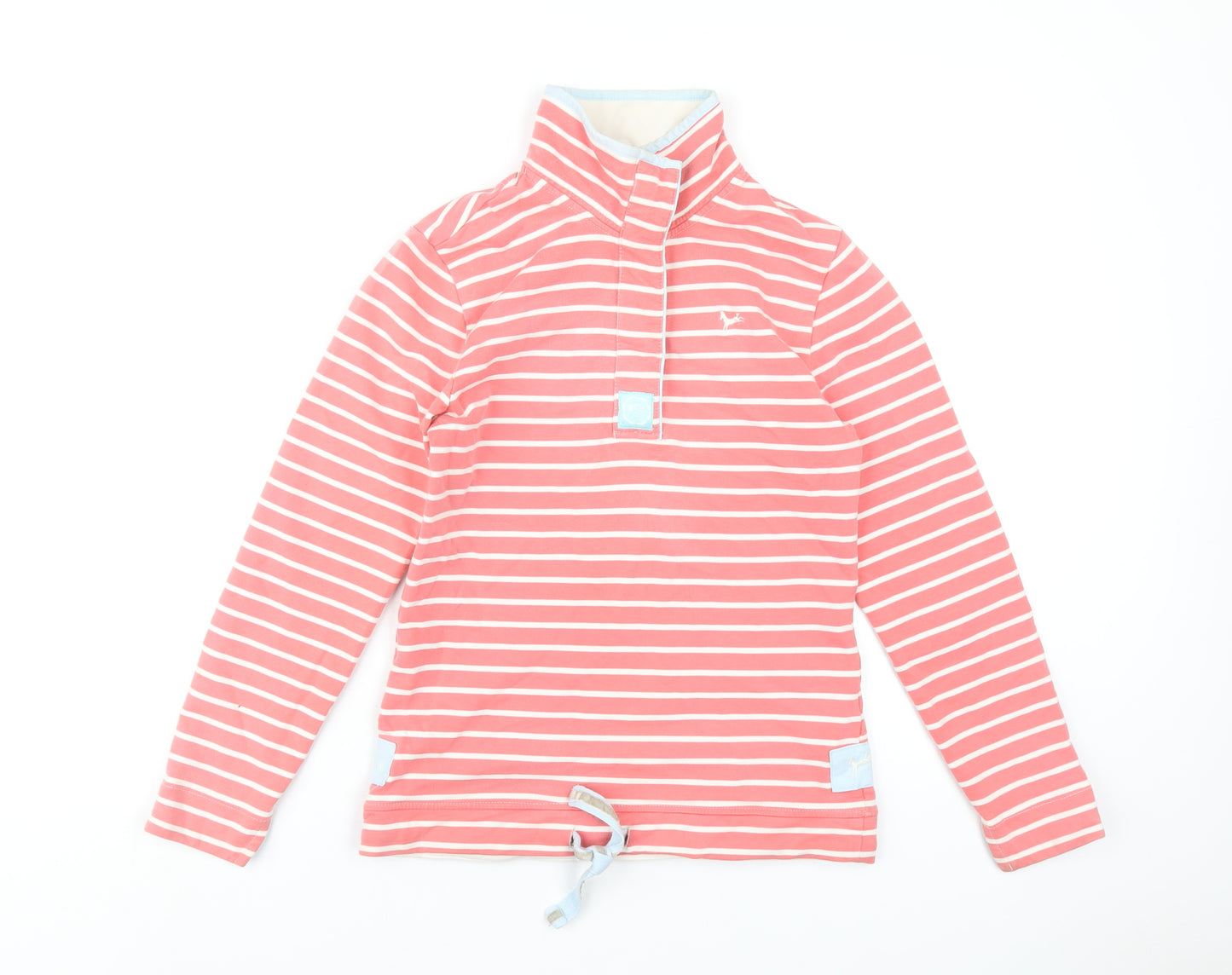 Joules Womens Pink Striped Cotton Pullover Sweatshirt Size 8 Button