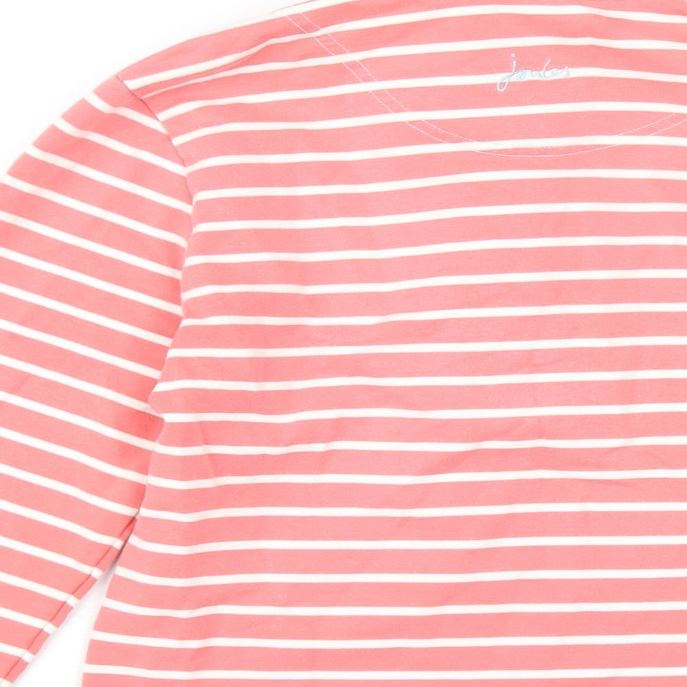 Joules Womens Pink Striped Cotton Pullover Sweatshirt Size 8 Button