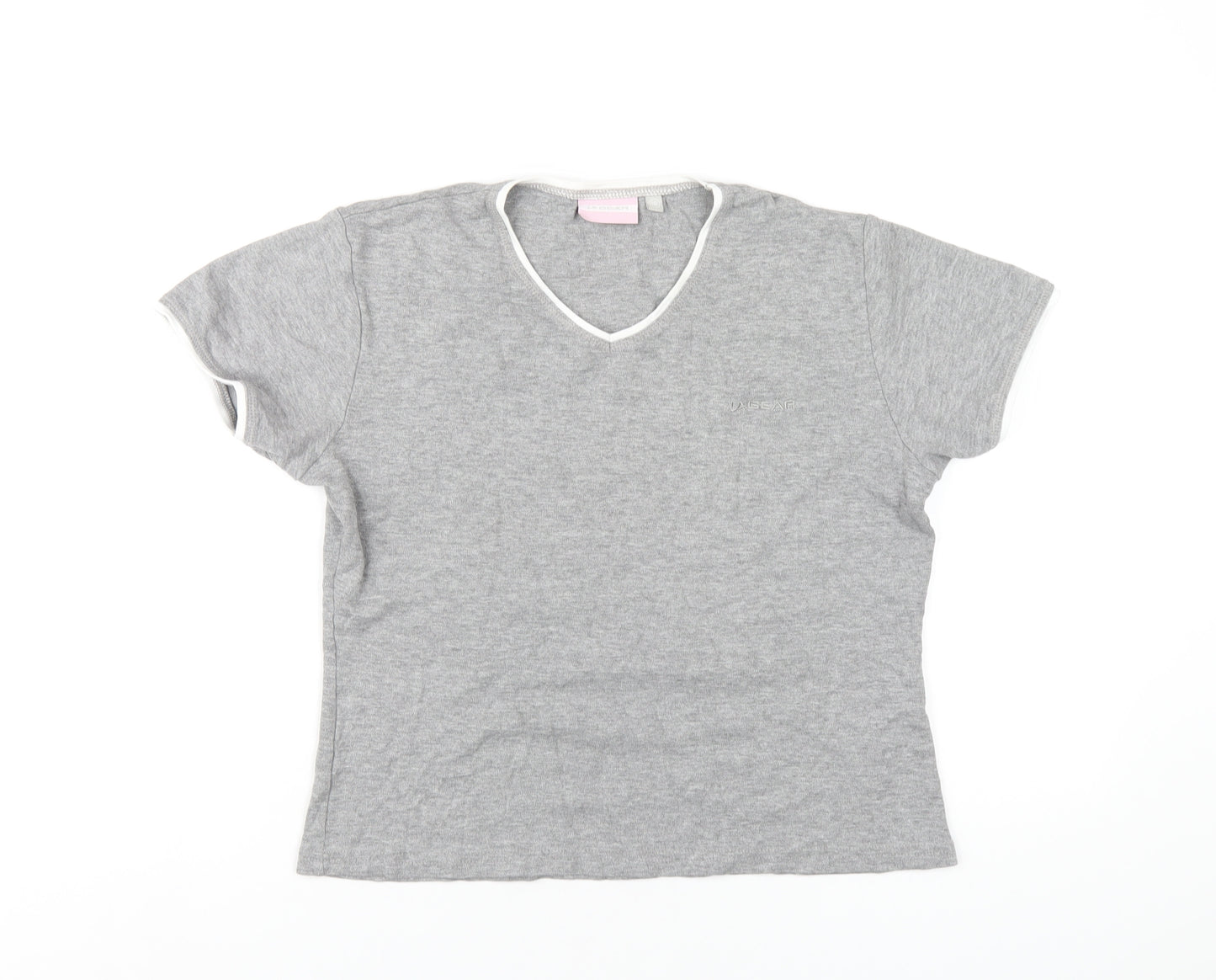 LA Gear Womens Grey Cotton Basic T-Shirt Size 16 V-Neck