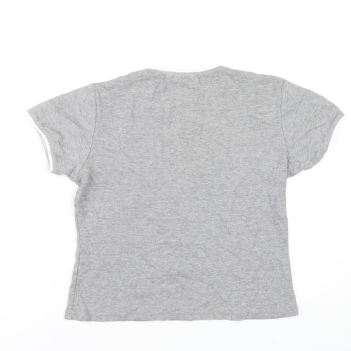 LA Gear Womens Grey Cotton Basic T-Shirt Size 16 V-Neck