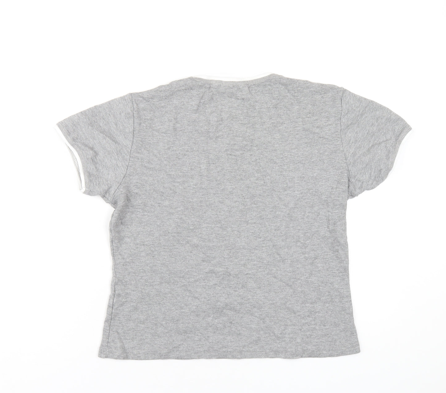 LA Gear Womens Grey Cotton Basic T-Shirt Size 16 V-Neck