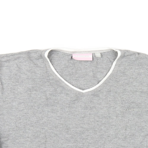 LA Gear Womens Grey Cotton Basic T-Shirt Size 16 V-Neck