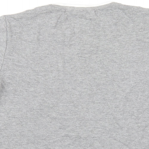 LA Gear Womens Grey Cotton Basic T-Shirt Size 16 V-Neck