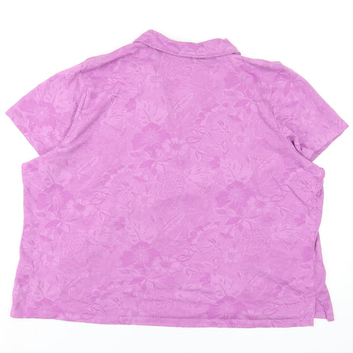 Caribean Joe Womens Purple Cotton Basic T-Shirt Size 3XL V-Neck