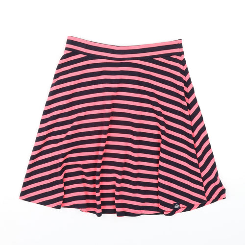 Superdry Womens Pink Striped Cotton A-Line Skirt Size S