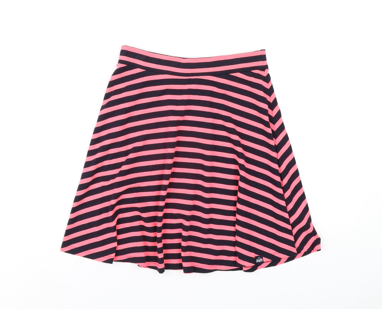 Superdry Womens Pink Striped Cotton A-Line Skirt Size S