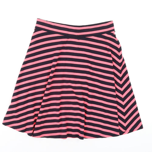 Superdry Womens Pink Striped Cotton A-Line Skirt Size S