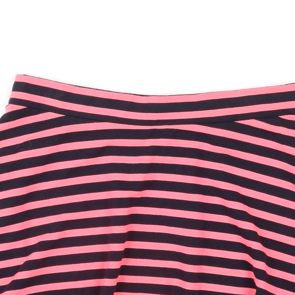 Superdry Womens Pink Striped Cotton A-Line Skirt Size S