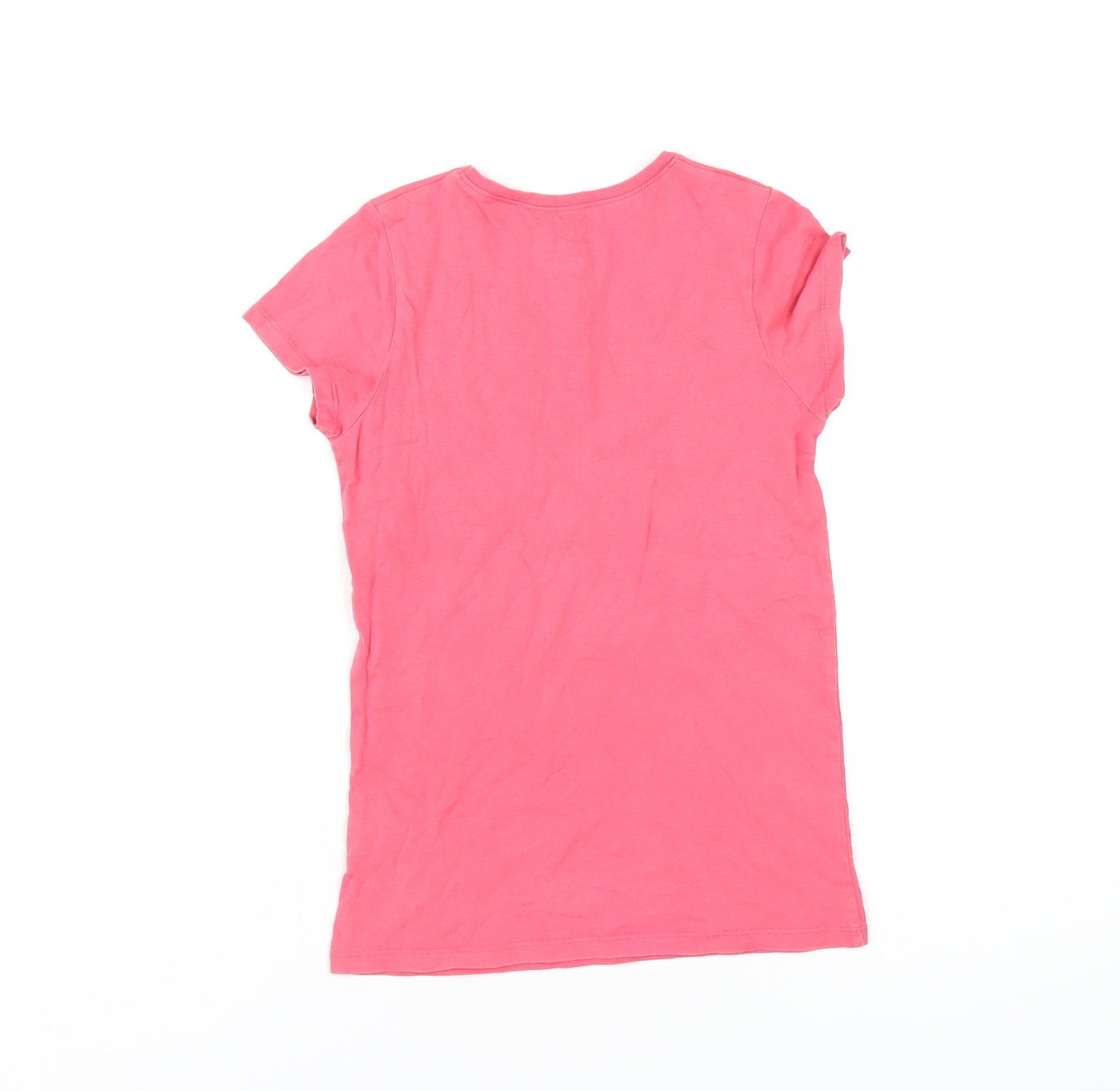 Mini Boden Girls Pink Cotton Basic T-Shirt Size 7 Years Round Neck Pullover