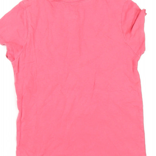 Mini Boden Girls Pink Cotton Basic T-Shirt Size 7 Years Round Neck Pullover