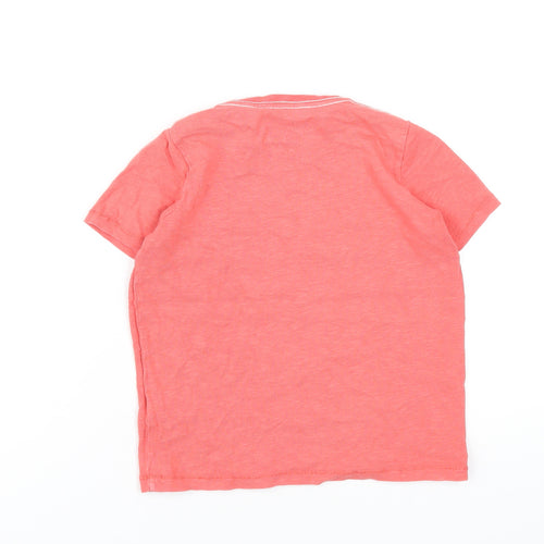 Mini Boden Boys Orange Cotton Basic T-Shirt Size 6-7 Years Round Neck Pullover