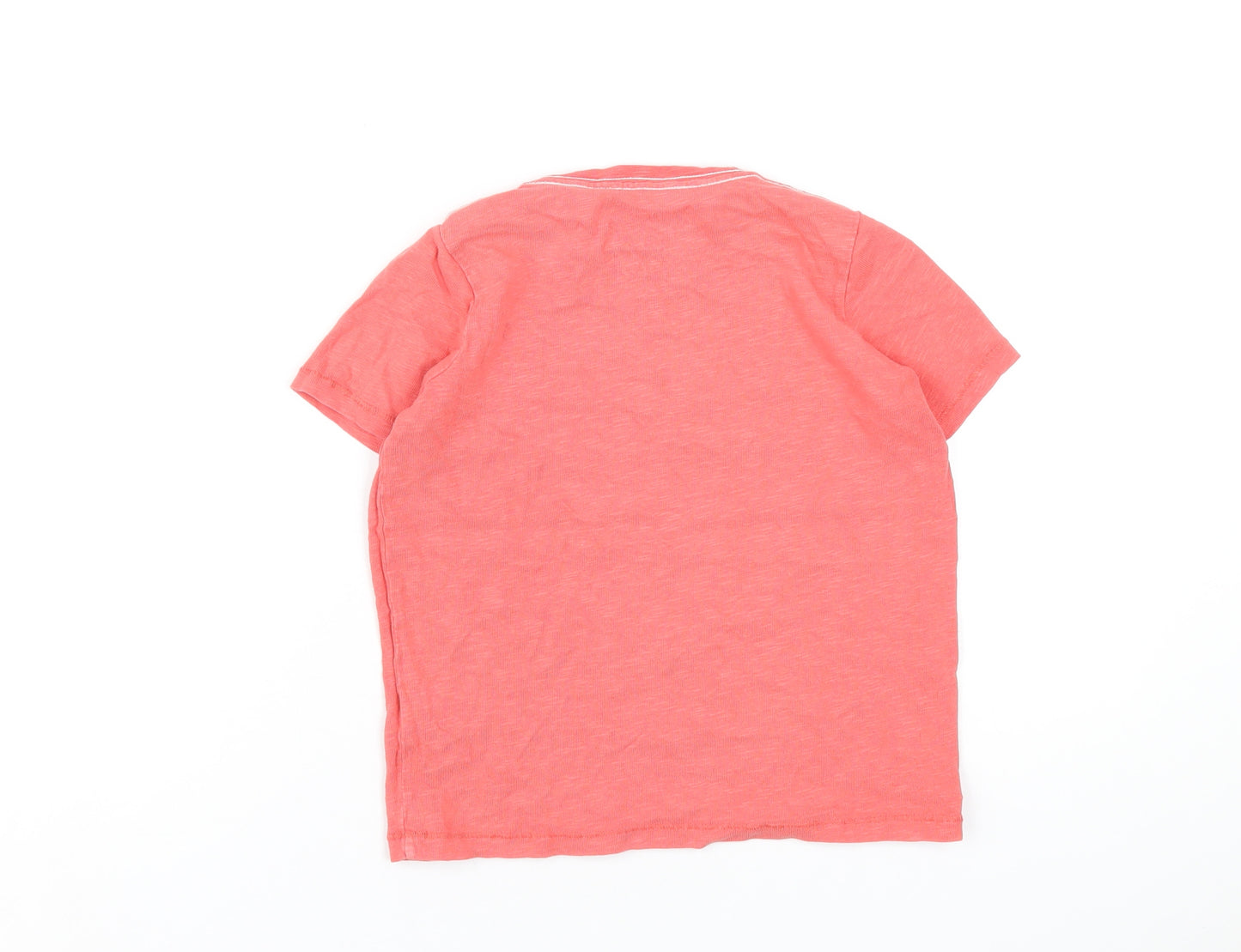 Mini Boden Boys Orange Cotton Basic T-Shirt Size 6-7 Years Round Neck Pullover