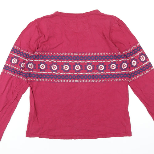 Board Angels Womens Pink Geometric Cotton Basic T-Shirt Size 14 Round Neck