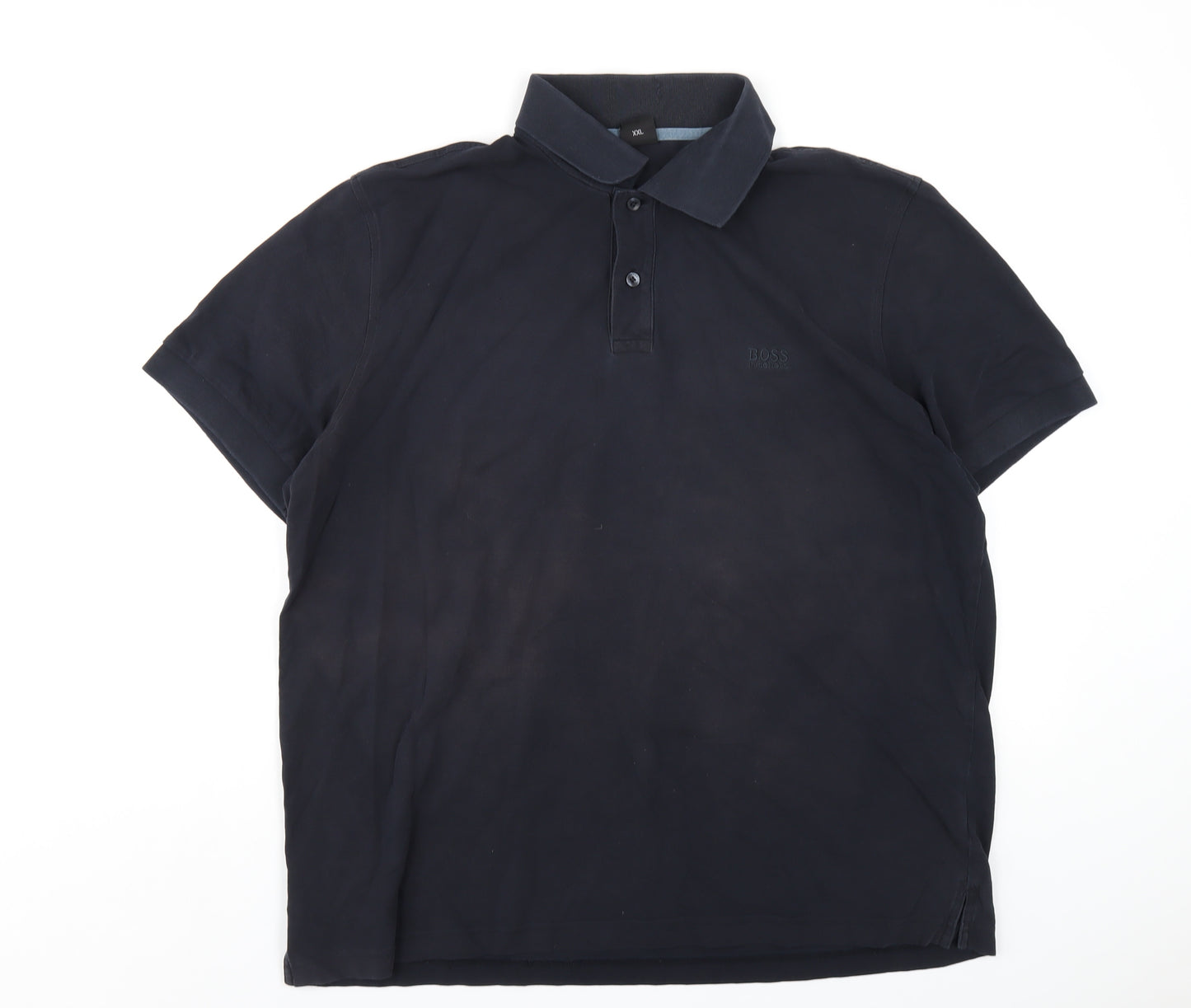 HUGO BOSS Mens Blue Cotton Polo Size 2XL Collared Button