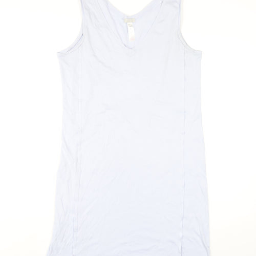 Hanro Womens Blue Cotton Tank Dress Size M V-Neck Pullover