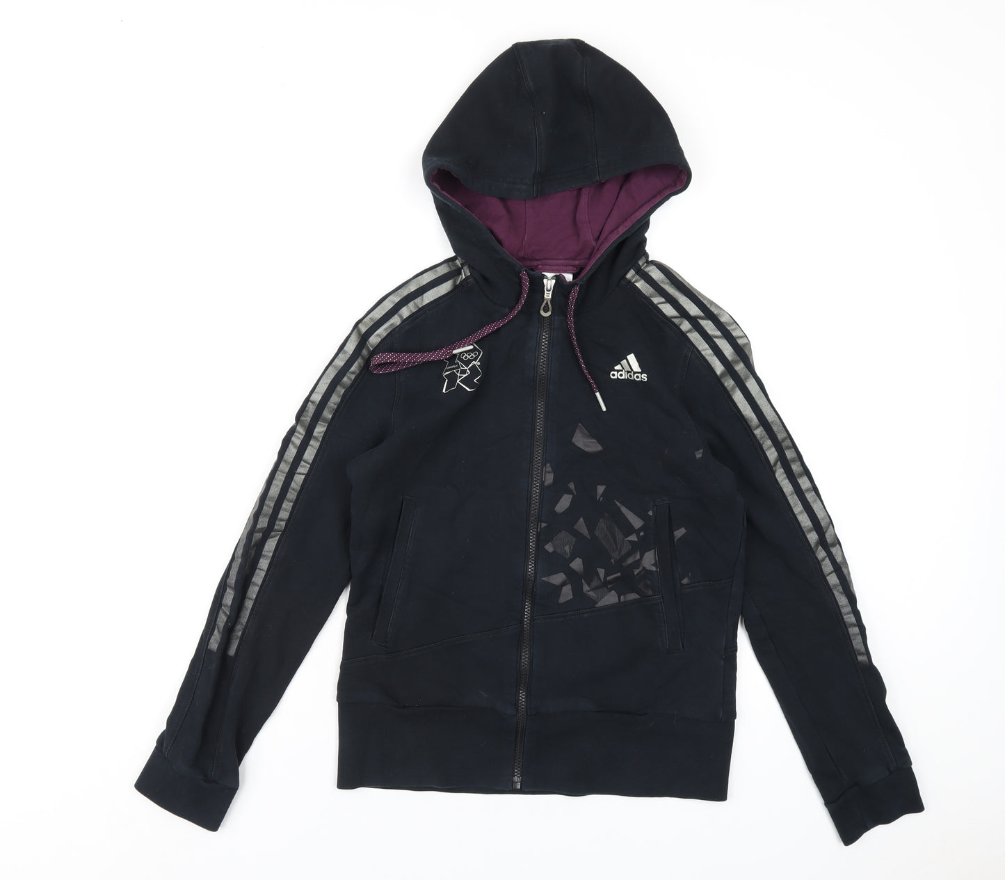 adidas Womens Black Cotton Full Zip Hoodie Size 12 Zip - London 2012 Olympics