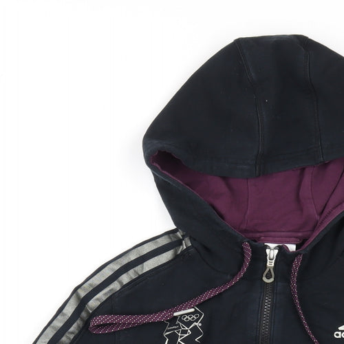 adidas Womens Black Cotton Full Zip Hoodie Size 12 Zip - London 2012 Olympics